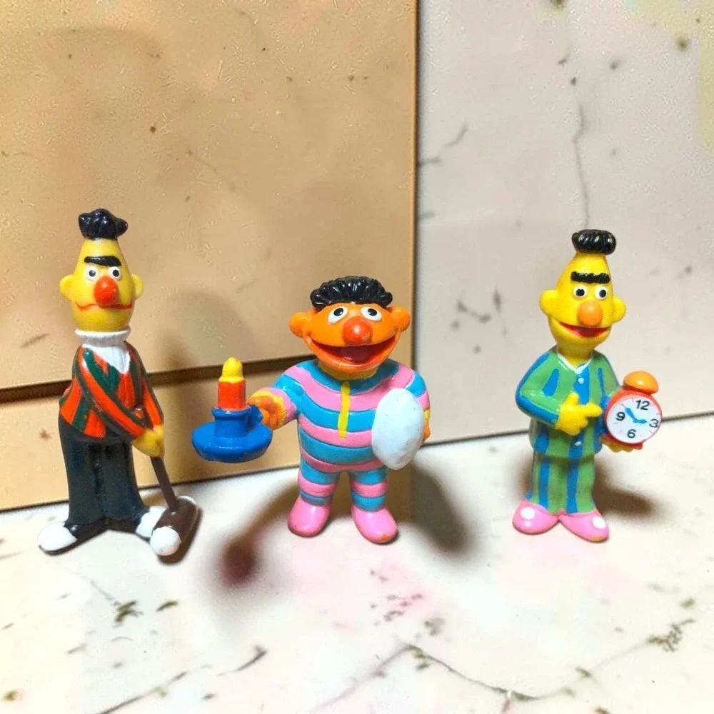 VTG Applause Sesame Street Bert Ernie PVC Figure Lot Pajama Candle Croquet 1980s